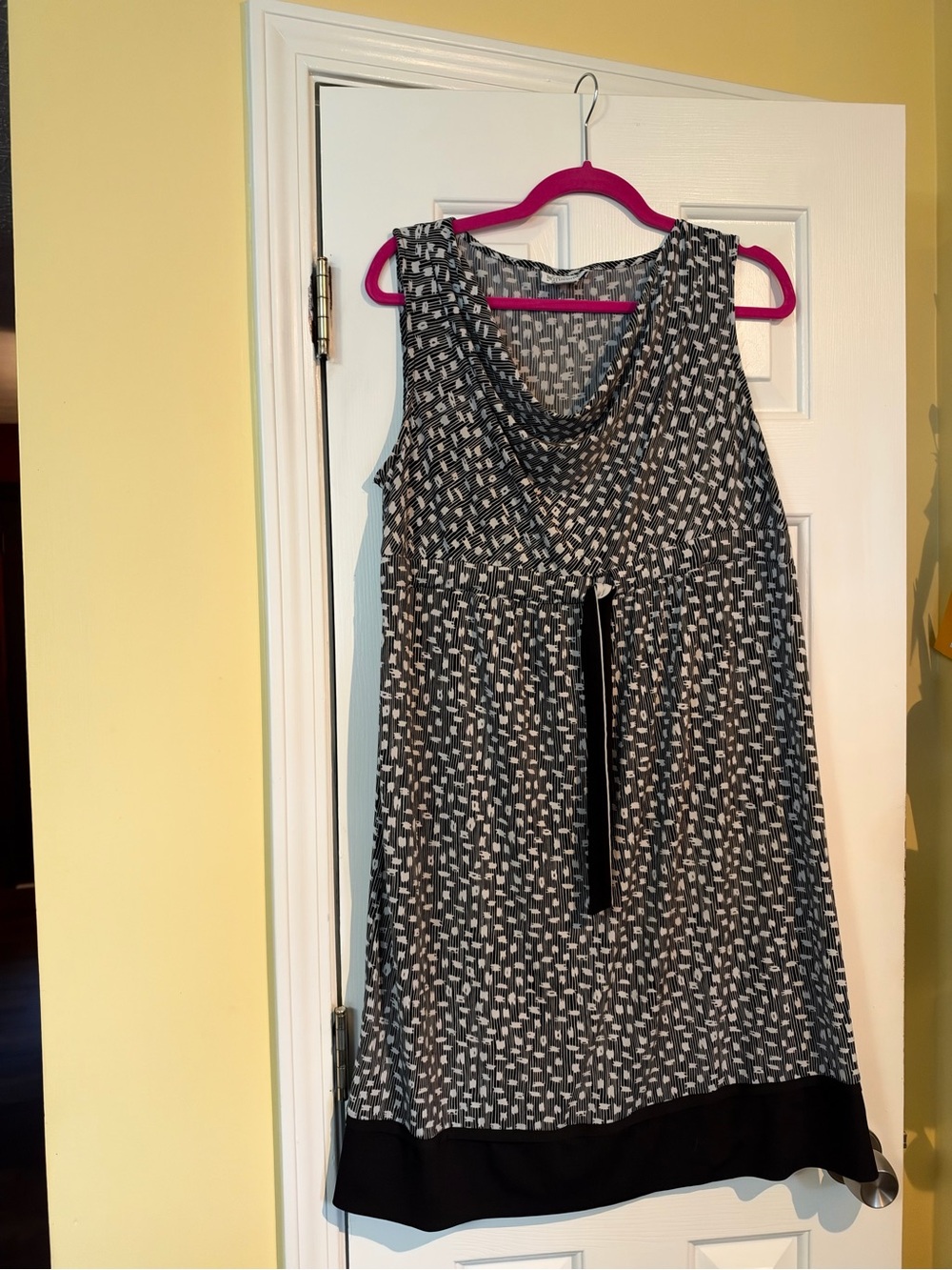 Motherhood Maternity Black and White Patterned Cowl Neck Dress